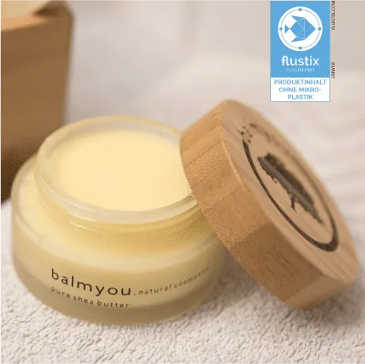 Reine Sheabutter von balmyou - mit Mikroplastikfrei-Siegel zertifiziert