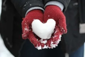 Heart made of snow