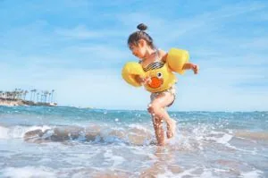 Child playing in the water