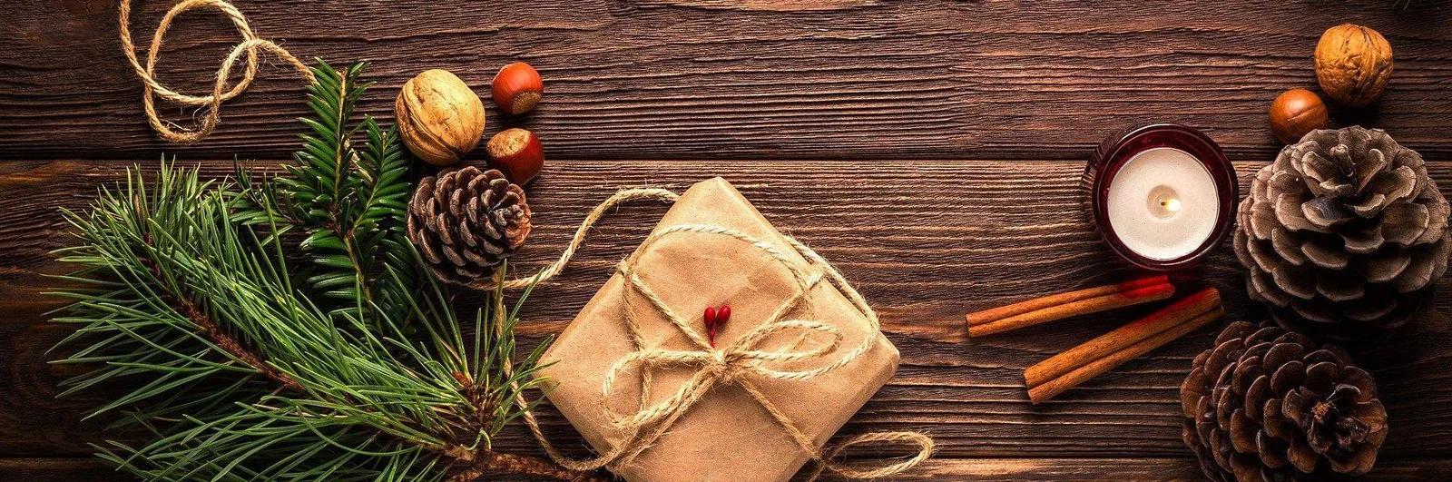 Christmas scene: table with present and decorations