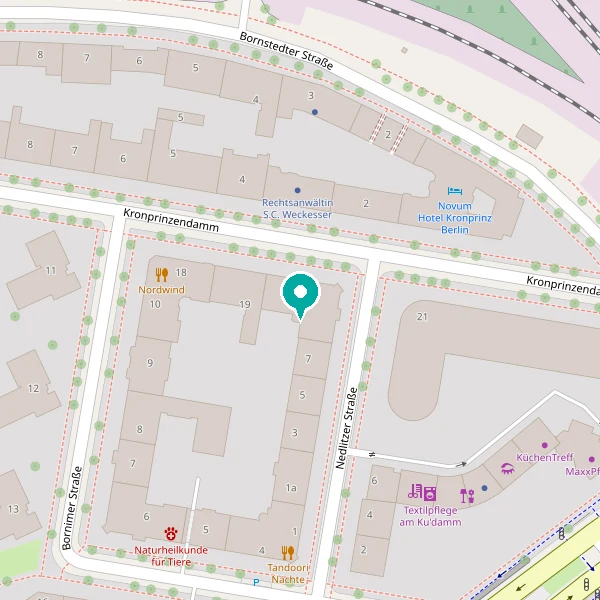 Map showing the location at Kronprinzendamm 20 in Berlin