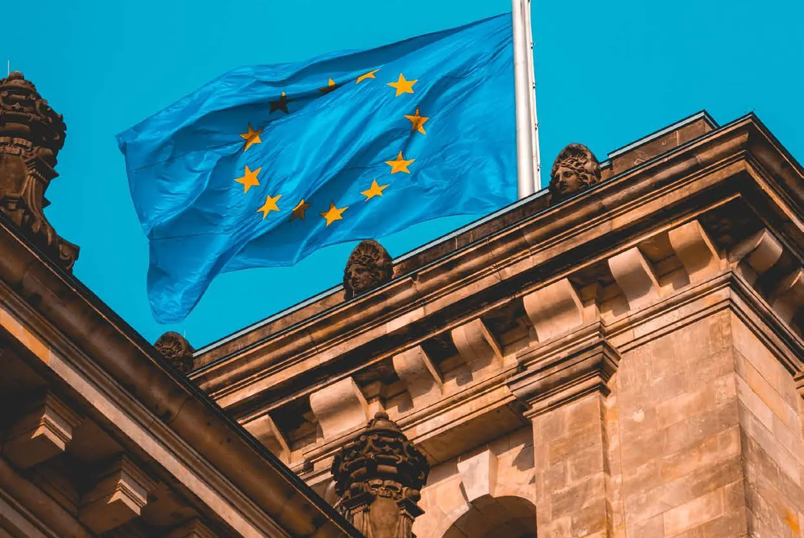 European flag on the Reichstag building